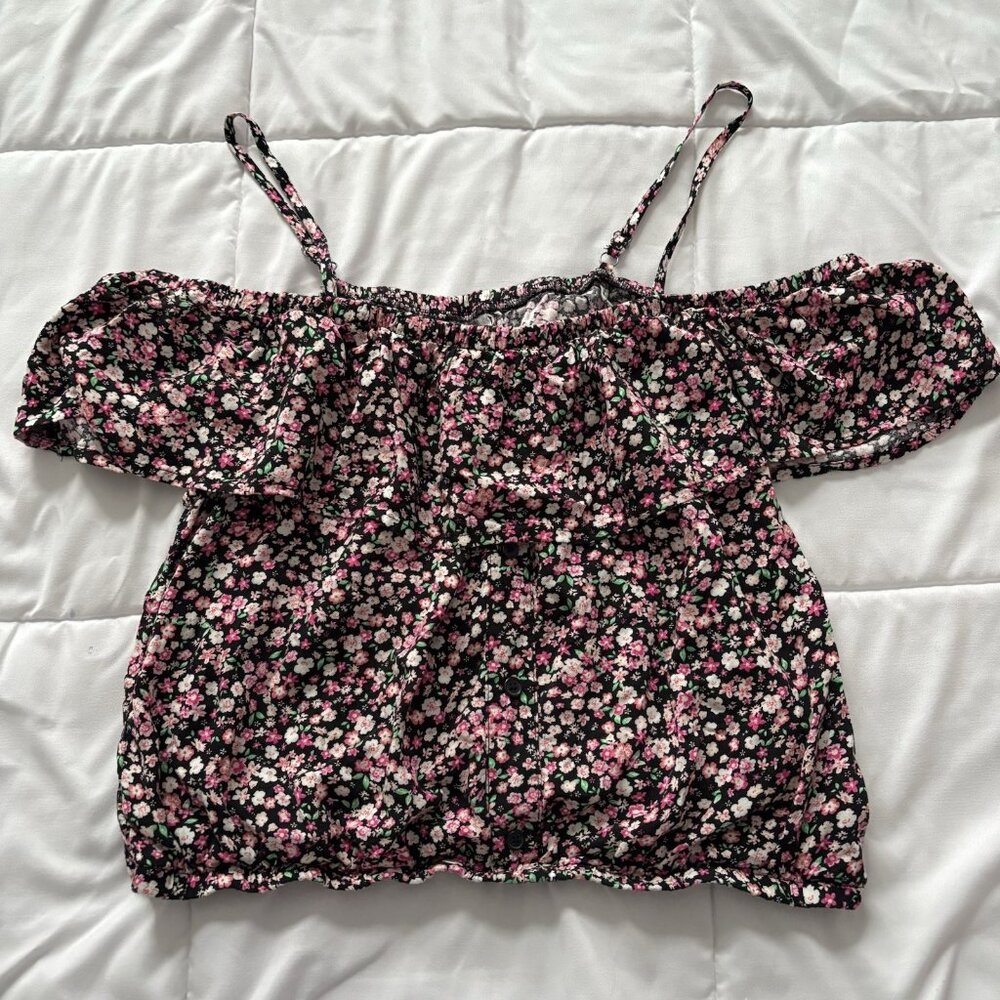 Womens Size‎ XXL Black Tank Top Blouse Off Shoulder Officechic Corpcore Floral